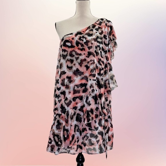 GRASS Collection Pink Leopard One-Shoulder Dress - Picture 10 of 10